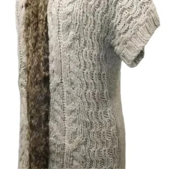 Apt. 9 Wool Blend Faux Fur Cable Knit Cardigan – Women’s Large | EUC! - Picture 4 of 8